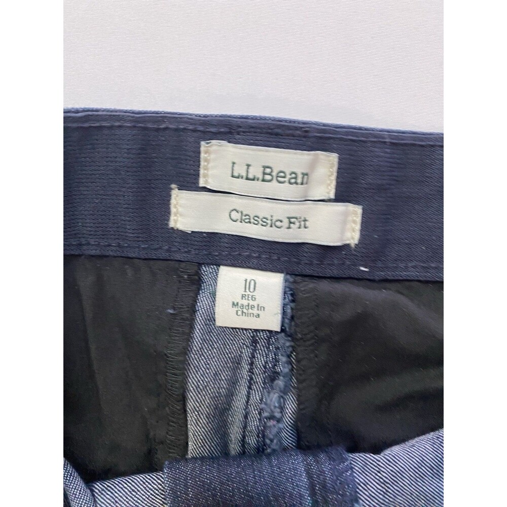 L.L. Bean Classic Fit Denim Skirt Dark Wash Blue Stretch Knee Length Size 10 - Picture 2 of 7